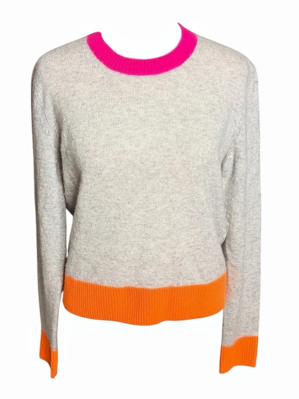 From Future Cashmere Color Block Crewneck in Gray & Orange Like New